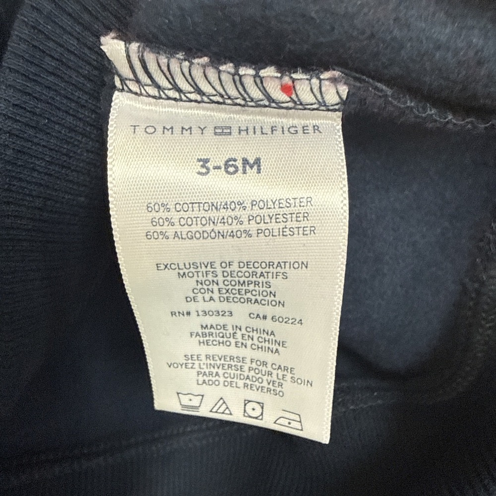 Tommy Hilfiger Jogger Set Boys 3-6 Months Navy Blue With Red Hooded With Pockets - Picture 10 of 10